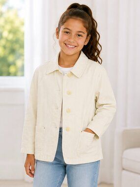 Uniqlo x Ines de la Fressange Kids Chore Jacket NWT Size 7/8 Cream Linen